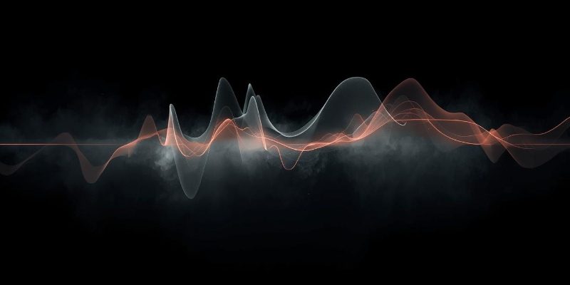 Overlapping grey and red waveforms on dark background — audience growth signals fading against churn