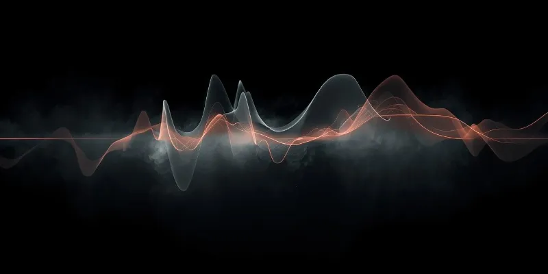 Overlapping grey and red waveforms on dark background — audience growth signals fading against churn